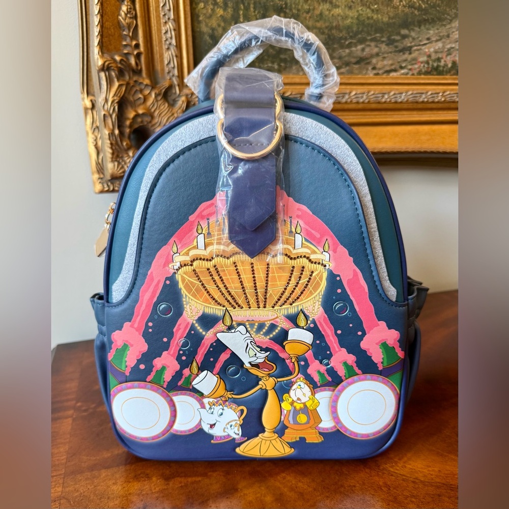 NWT Our Universe Disney Beauty and the Beast Lumiere Be Our Guest Mini Backpack